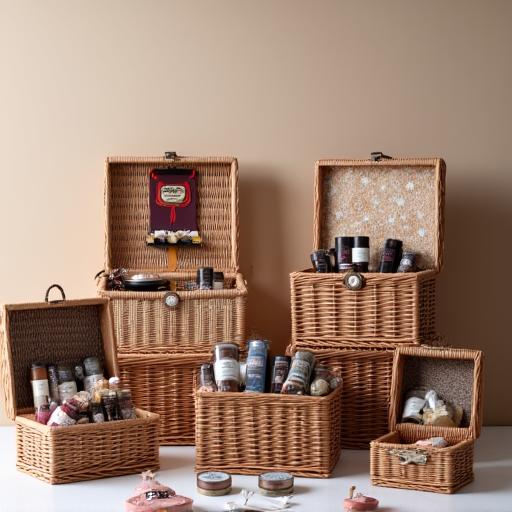 A selection of themed gift boxes for sweet hampers.
